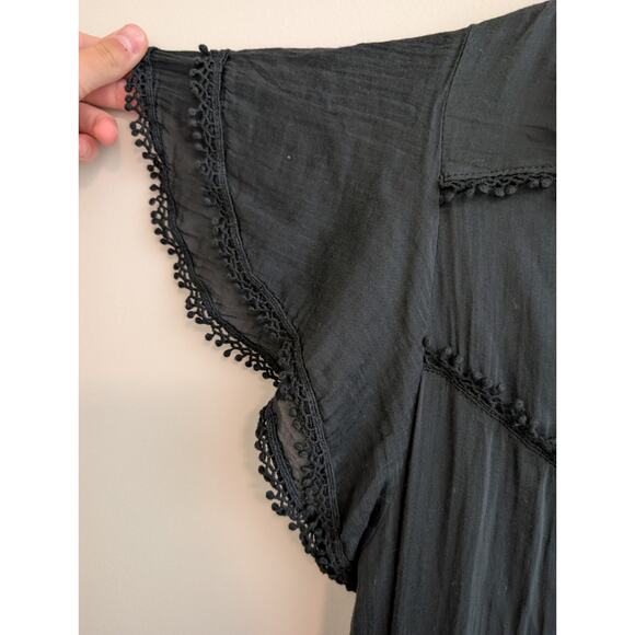 Tensione In Black Boho Peasant Maxi Dress Size Small See Measurements - Picture 4 of 10